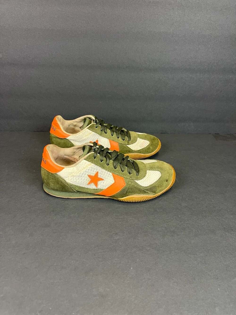 Converse Targa OX Suede Olive Green and Orange Mesh Sneakers Size 8